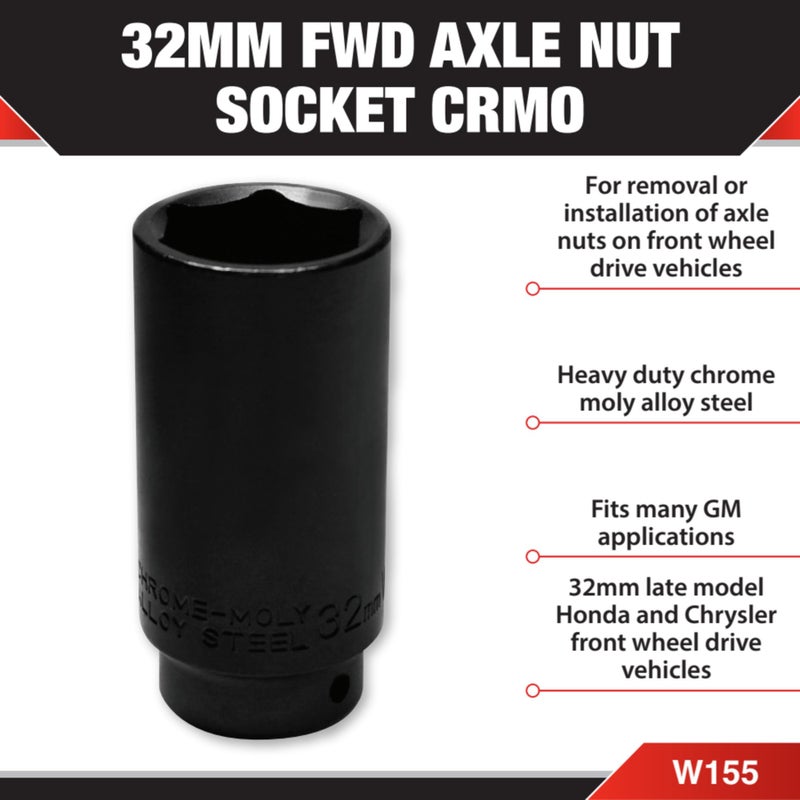 Performance Tool 32mm FWD Axle Nut Socket CrMo - W155 - Image 2